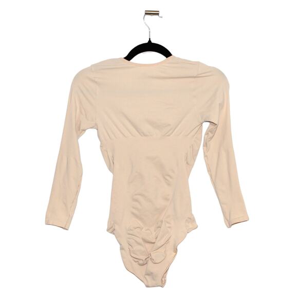 SKIMS Seamless Sculpt Long Sleeve Open Bust Brief Bodysuit Sand 2XL - Picture 6 of 7